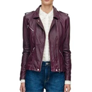 Rebecca Taylor Burgundy Purple Lamb Leather Jacket 0